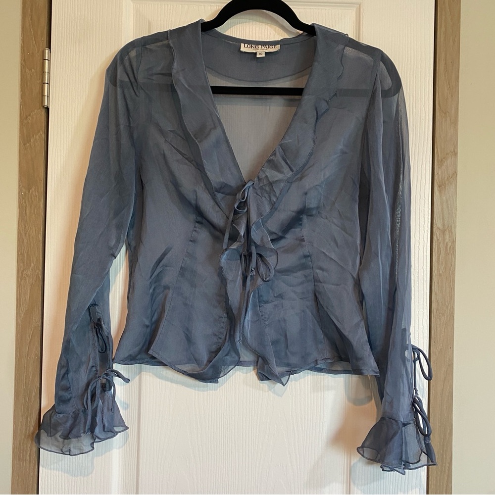 Long Paige New York Y2K fairy whimsigoth Sheer Ruffle Tie Top Womens size 10